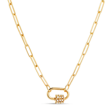 Daphne Gold Necklace with Pearl Carabiner lock