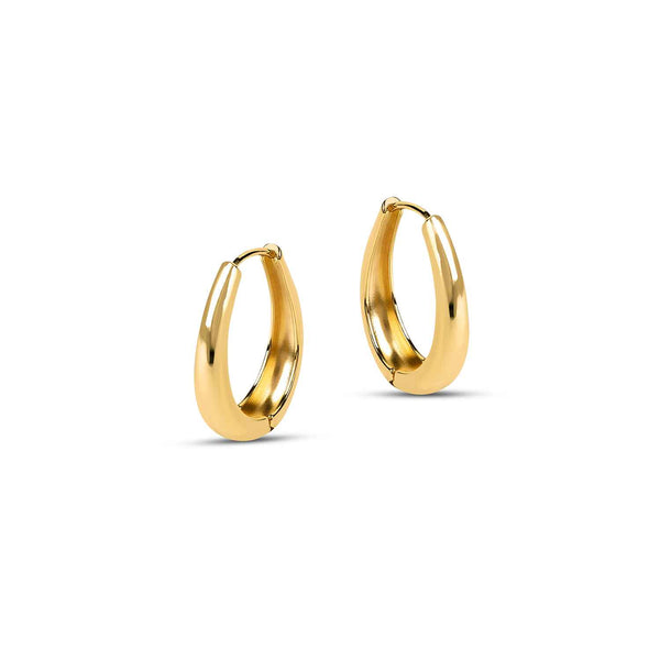 Crafted from sustainable materials, the Lola Large Curve Hoop Earrings ooze contemporary style with their high polish 18k gold finish.