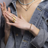 The Riviera Rectangular Link Gold Chain Bracelet is a timeless classic to wear every day on it's own or stacked with more chains. Handmade in sustainable materials it is the ideal every day bracelet. Sustainable materials are 14 Carat gold vermeil 
