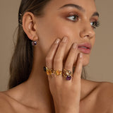 Light bounces through the facets and natural inner texture of this taper shaped and ethical amethyst gemstone. The Sophia Amethyst ring can be worn on its own or stacked with similar rings.
