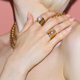 Venus Grey Pearl Gold Statement Ring