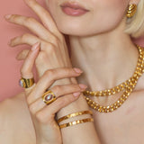 Venus Grey Pearl Gold Statement Ring