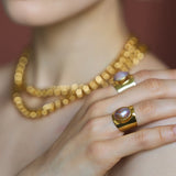 Venus Grey Pearl Gold Statement Ring