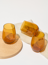 RESERVE 16oz Stemless Wine Color Series Tritan™ Copolyester Glass Amber