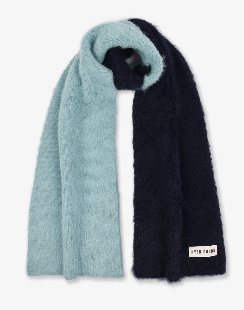 hyer goods upcycled angora scarf blue colorblock scarf #color_blue-colorblock