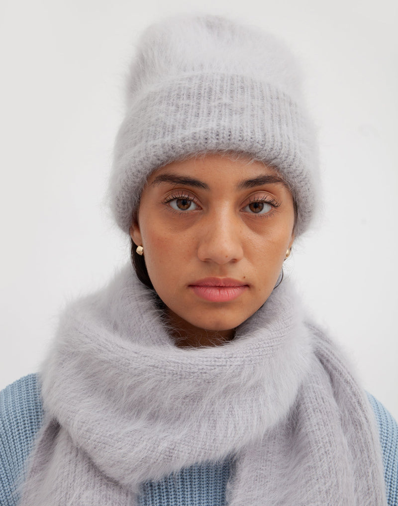 hyer goods upcycled angora scarf grey #color_light-grey