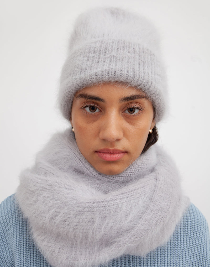 hyer goods upcycled angora scarf grey #color_light-grey