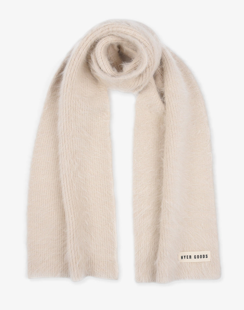 hyer goods upcycled angora scarf cream off white #color_off-white