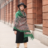 Anyyou 100% Merino Wool Patterns And Greens Silk Satin Large Winter Scarf Pashmina Shawl Bandana Perfect For Women Ladies Fashion Style