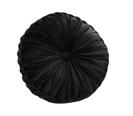 Anyhouz Round Pleated Velvet Pillow – Soft Plush Cushion with Filling