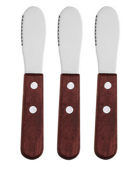 Anygleam Dark Brown 3pcs Wooden Butter Knife Kitchen Food Kitchen Tableware