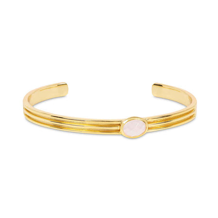 Athena Gold Cuff Bracelet With Rose Quartz