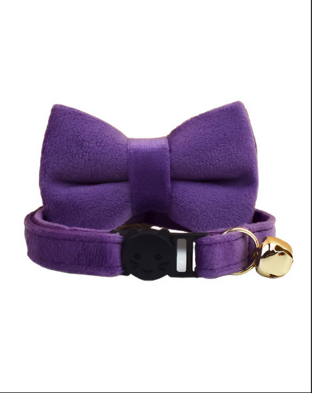 Anypet Stylish Violet Bow Cat Collar – Small Size with Safety Buckle, Bell & Durable Strap