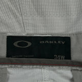 Oakley Striped Chino Shorts - 34W 11L Beige Cotton Blend