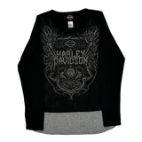 Motorcycles Harley Davidson Graphic Long Sleeve T-Shirt - Medium Gray Cotton