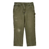 Carhartt Double Knee Carpenter Pants - 34W 29L Green Cotton