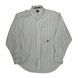 Tommy Hilfiger Striped Shirt - Medium White Cotton