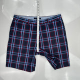 Tommy Hilfiger Checked Chino Shorts - 36W 10L Blue Cotton