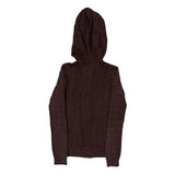 Ralph Lauren Sport Cable Knit Hoodie - Small Brown Cotton