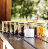 Anygleam Condiments Container 12Pcs Glass Jar Storage With Airtight Wooden Lids Canister