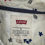 Levis Floral Short Sleeve Shirt - Medium Cream Cotton