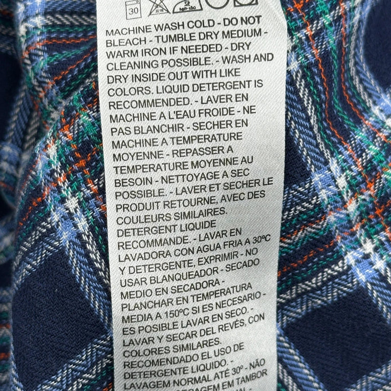 Levis Checked Flannel Shirt - Medium Blue Cotton