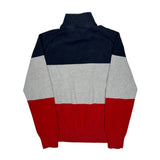 Tommy Hilfiger Striped 1/4 Zip - XL Gray Cotton
