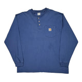 Carhartt Long Sleeve T-Shirt - Large Blue Cotton