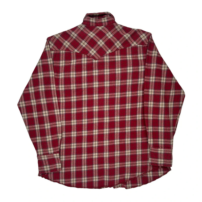 Wrangler Checked Flannel Shirt - Large Red Cotton