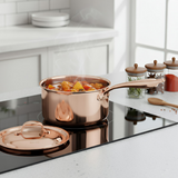 Anygleam Rosegold 304 Stainless Steel Saucepan – Small Milk & Soup Pot with Lid, Long Handle, Thickened Base, Induction Compatible Dormitory Cookware