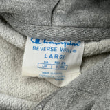 Reverse Weave Champion Spellout Hoodie - Large Grey Cotton