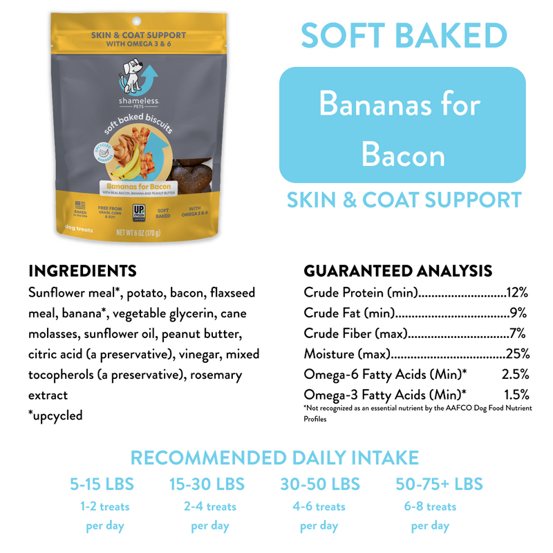 Bananas for Bacon Ingredients List. Contains real bacon, bananas and potatoes. Skin &Coat Support. 