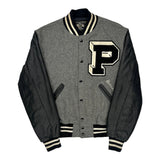 Paxton Perry Track Speech Holloway College Varsity Jacket - Small Black Leather