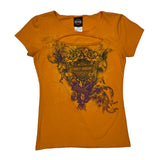 Harley Davidson Graphic T-Shirt - Medium Orange Cotton
