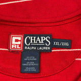 Chaps Ralph Lauren Striped T-Shirt - 2XL Red Cotton