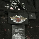 Motorcycle Harley Davidson Graphic Long Sleeve T-Shirt - Large Black Cotton Blend