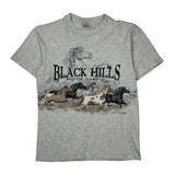 Black Hills South Dakota Anvil Single Stitch T-Shirt - Small Grey Cotton