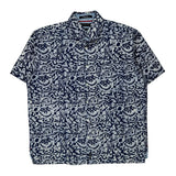 Tommy Hilfiger Floral Hawaiian Shirt - Large Blue Cotton