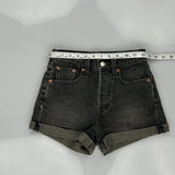 Levis Denim Shorts - 24W UK 4 Black Denim