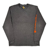 Carhartt Spellout Long Sleeve T-Shirt - Large Gray Cotton