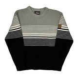 Southpole Striped Sweater - Medium Black Cotton
