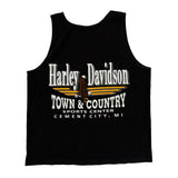 Motorcycle Harley Davidson Graphic Tank Top - Large Black Cotton