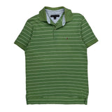 Tommy Hilfiger Striped Polo Shirt - Small Green Cotton