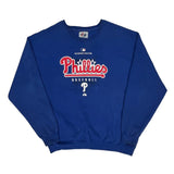 Phillies Baseball Majestic Graphic Sweatshirt - XL Blue Cotton Blend