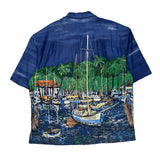 Unbranded Graphic Hawaiian Shirt - Large Blue Silk