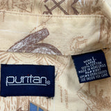 Puritan Graphic Hawaiian Shirt - Large Beige Cotton