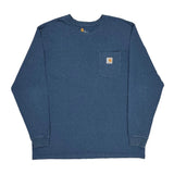 Carhartt Long Sleeve T-Shirt - XL Blue Cotton