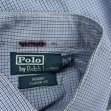 Regent Classic Fit Polo By Ralph Lauren Checked Shirt - XL Blue Cotton