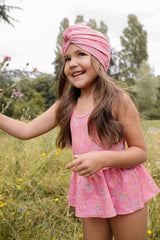 Girls Turban Swim Hat Pink Mallow