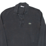 LACOSTE Mens Polo Shirt Grey Long Sleeve S